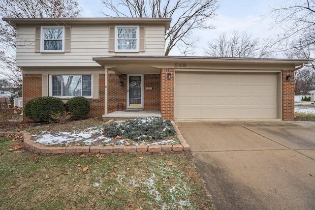 view of front property with a garage