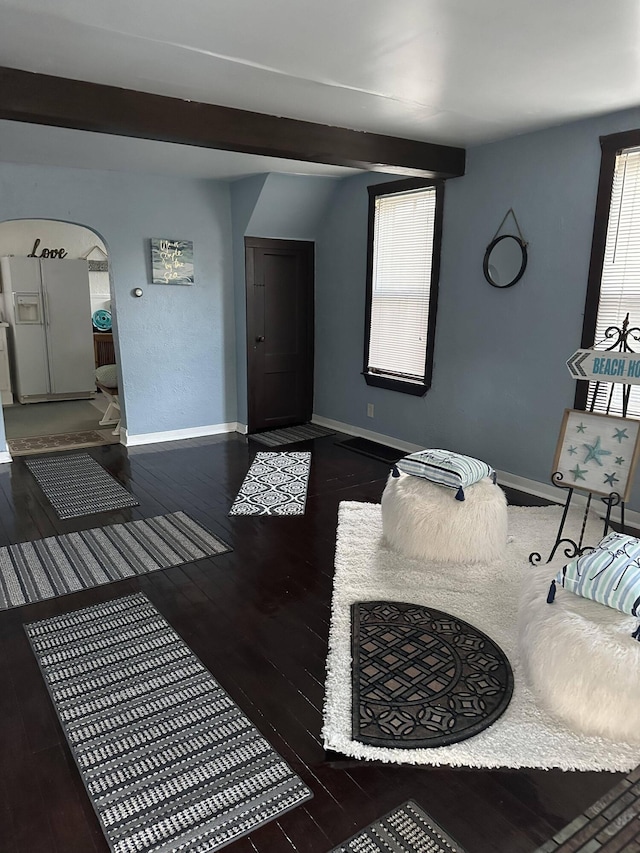 interior space with dark wood-type flooring