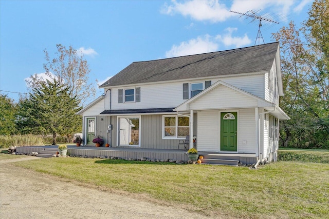 view of property with a front lawn