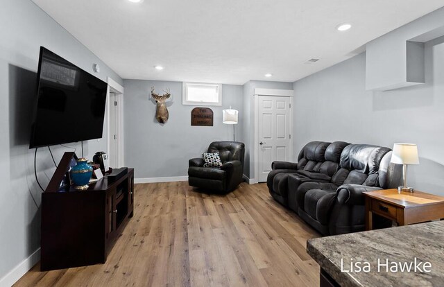 living room featuring light hardwood / wood-style floors