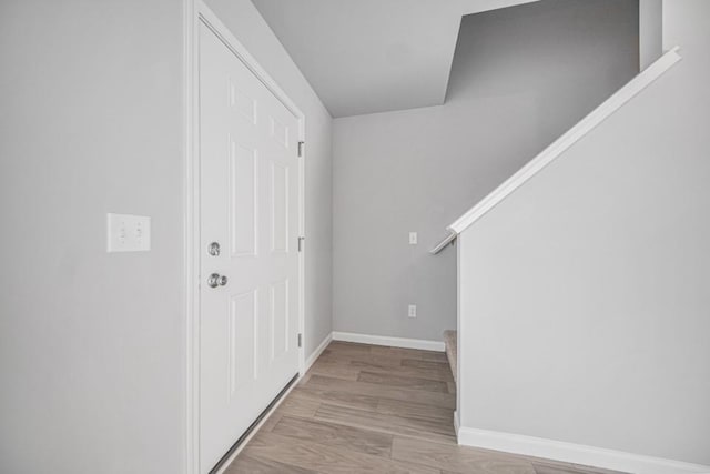 entrance foyer with light wood-type flooring