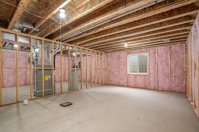 basement with heating unit