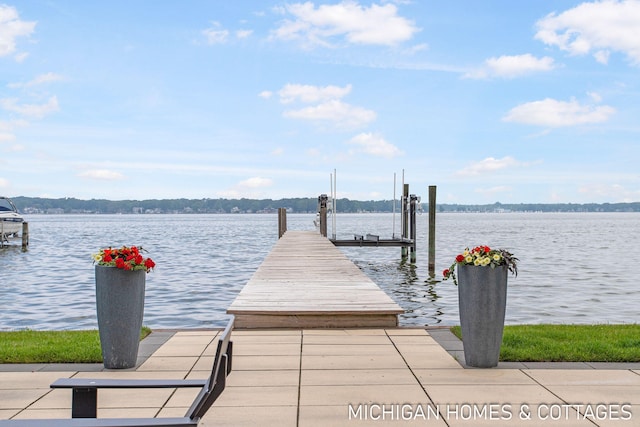 view of dock featuring a water view