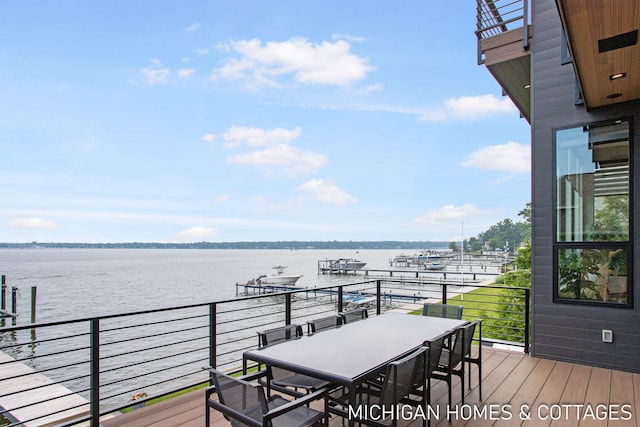 deck with a water view