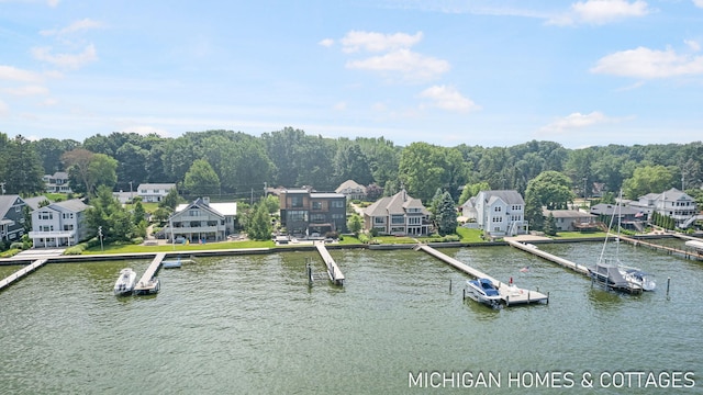 view of dock featuring a water view