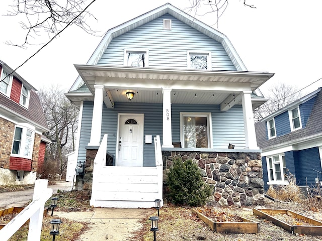 view of front of home with covered porch