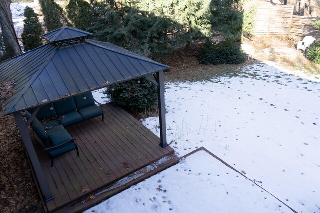 wooden terrace with a gazebo