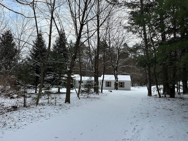 view of yard layered in snow