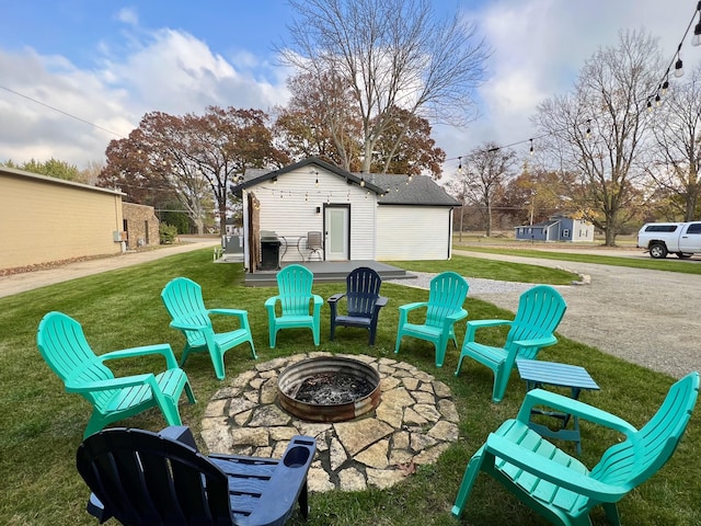 view of patio / terrace with a fire pit