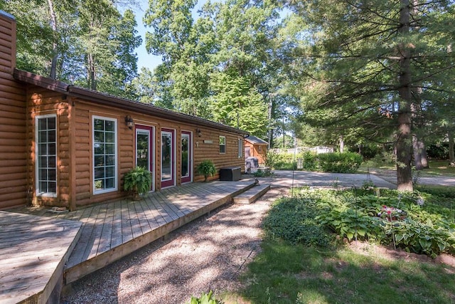 view of yard featuring a wooden deck