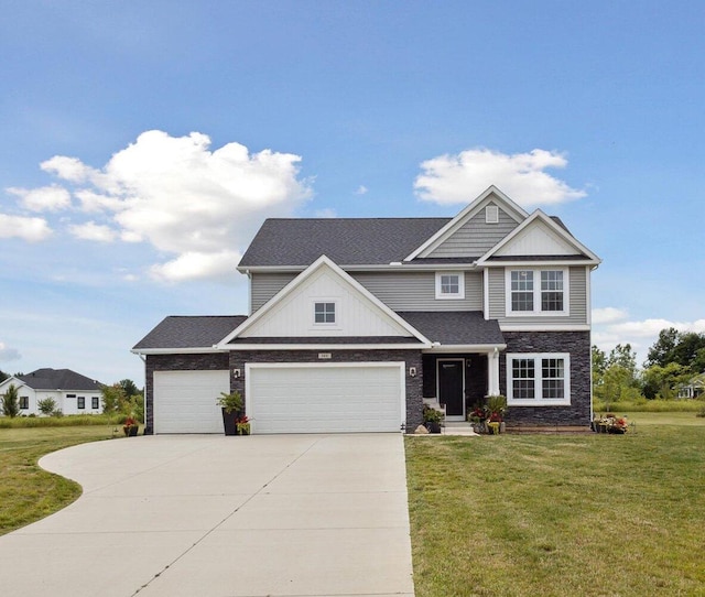 craftsman-style home with a front lawn