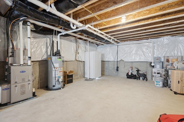 basement featuring water heater