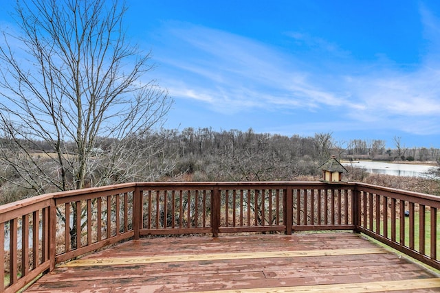 wooden terrace with a water view