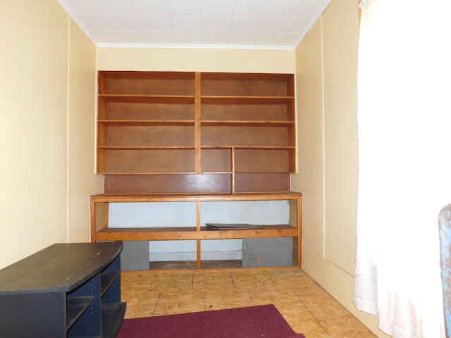 stairs with crown molding