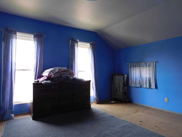 bedroom featuring vaulted ceiling