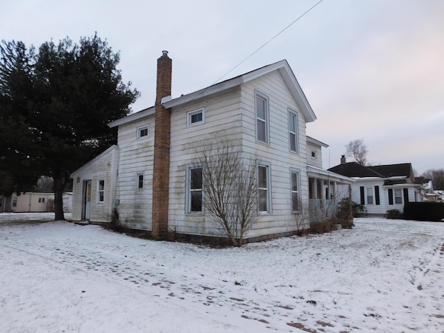 view of snow covered exterior