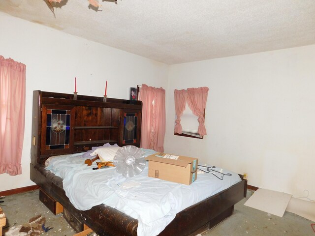 bedroom with a textured ceiling