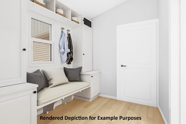 mudroom featuring light hardwood / wood-style floors