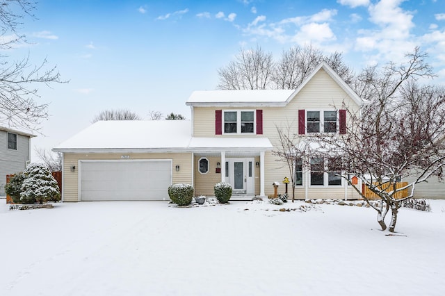 view of front property with a garage