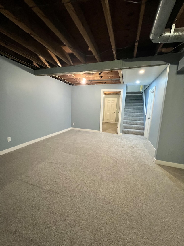 basement with carpet