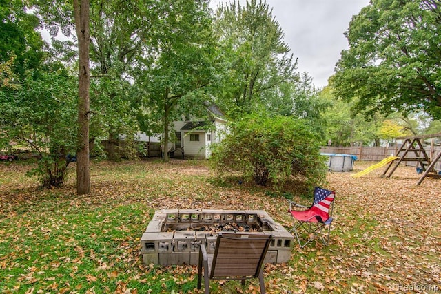 view of yard featuring a playground