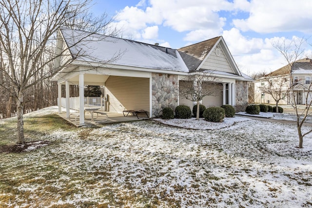 view of snow covered exterior