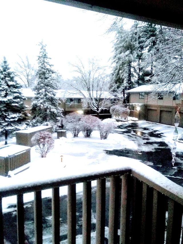 view of yard covered in snow