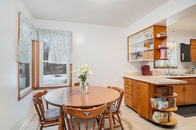 dining area featuring sink