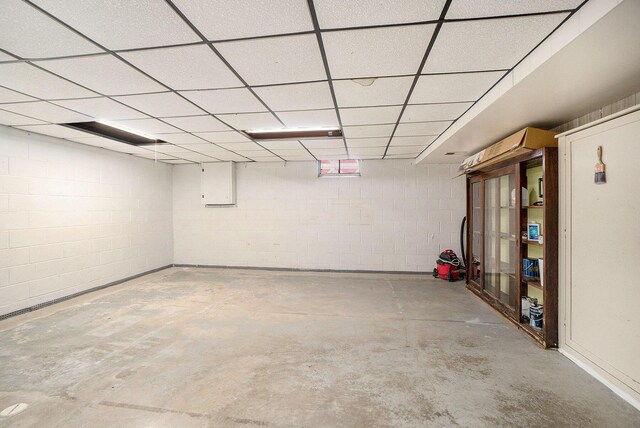 basement with a drop ceiling