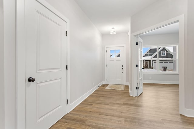 interior space with light hardwood / wood-style flooring