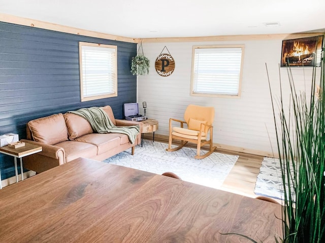 living room featuring light wood-type flooring