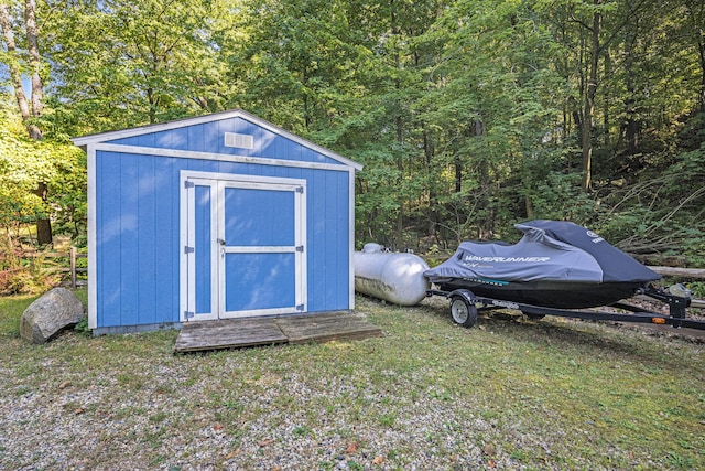 view of shed