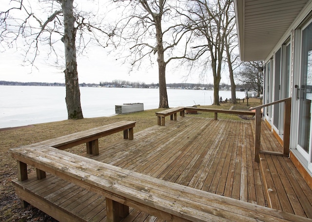 deck with a water view