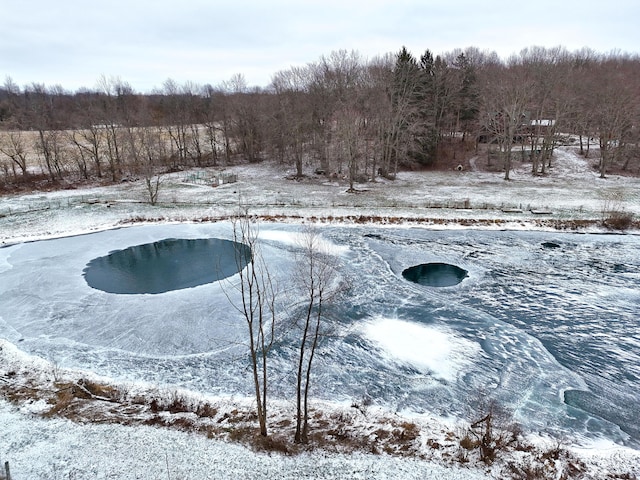 view of snow covered pool