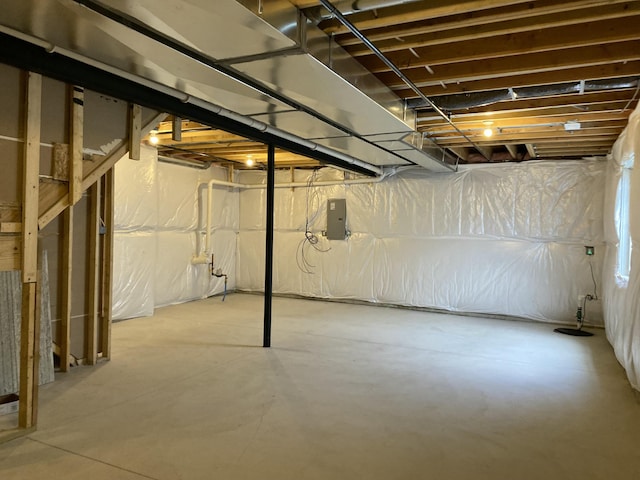 basement with electric panel