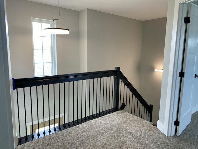 stairs featuring carpet flooring and a wealth of natural light