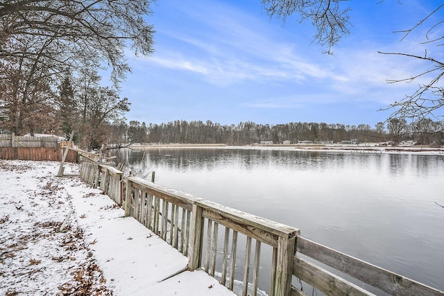 dock area featuring a water view