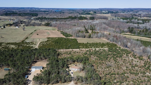 aerial view featuring a rural view