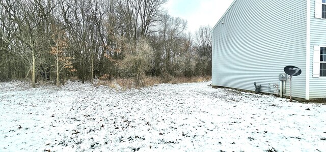 view of yard layered in snow