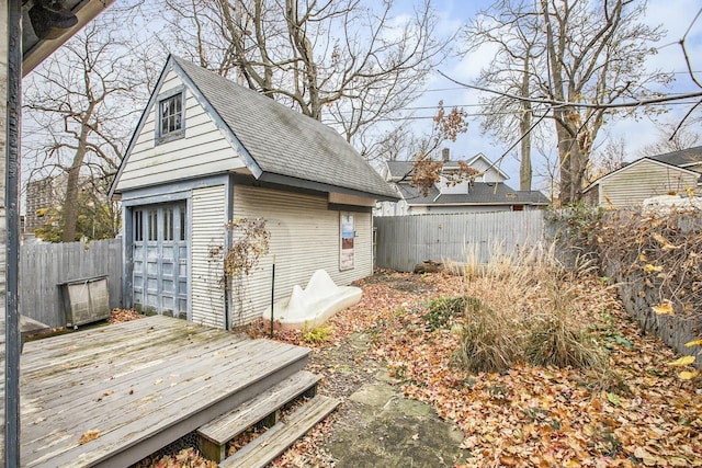 view of outbuilding featuring a garage