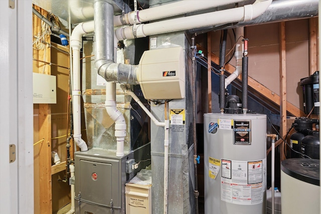 utility room with gas water heater