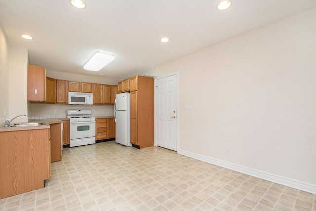 kitchen featuring sink and white appliances