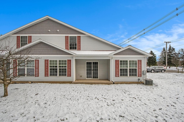 view of snow covered property