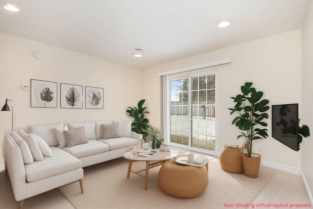 living room with hardwood / wood-style floors