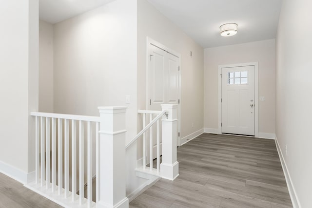 entrance foyer featuring light hardwood / wood-style floors