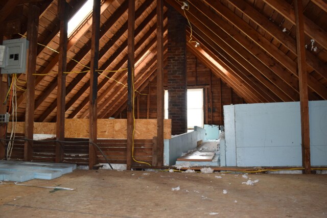 view of unfinished attic