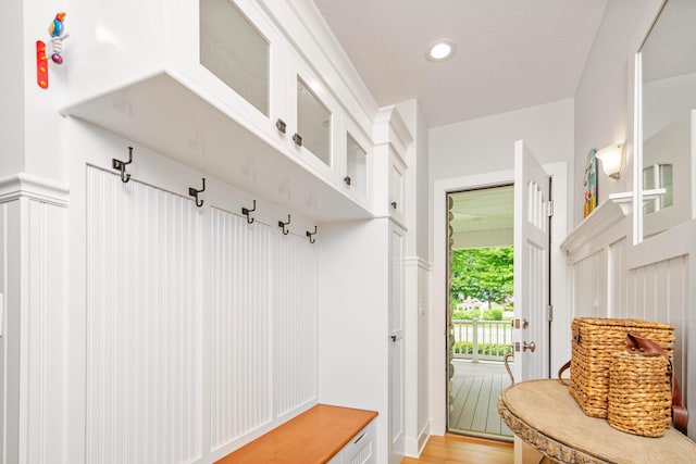 mudroom featuring light hardwood / wood-style floors