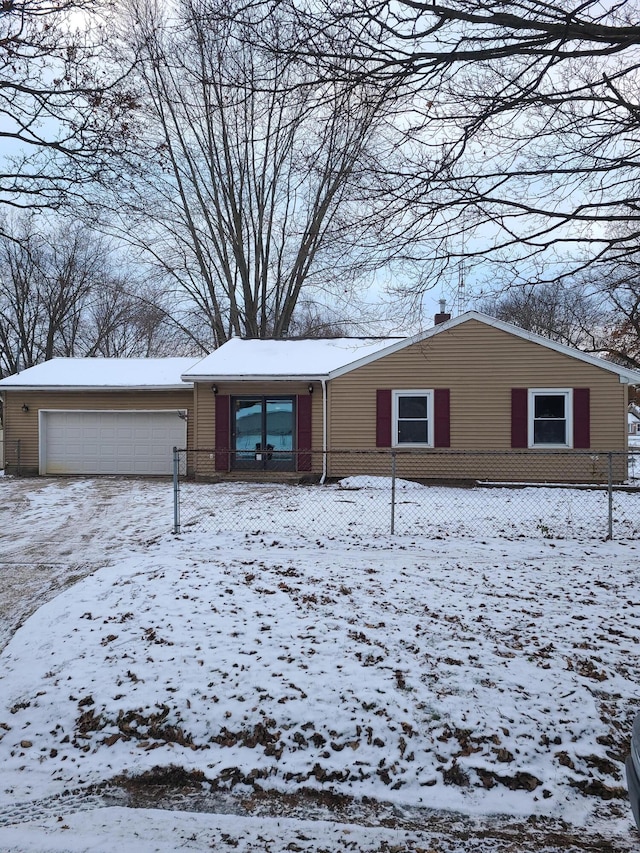 exterior space with a garage