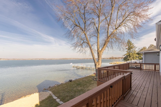 deck with a water view