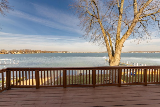 deck with a water view